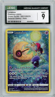 Lunatone 2023 Pokemon Crown Zenith Galarian Gallery #GG11/GG70 CGC 9