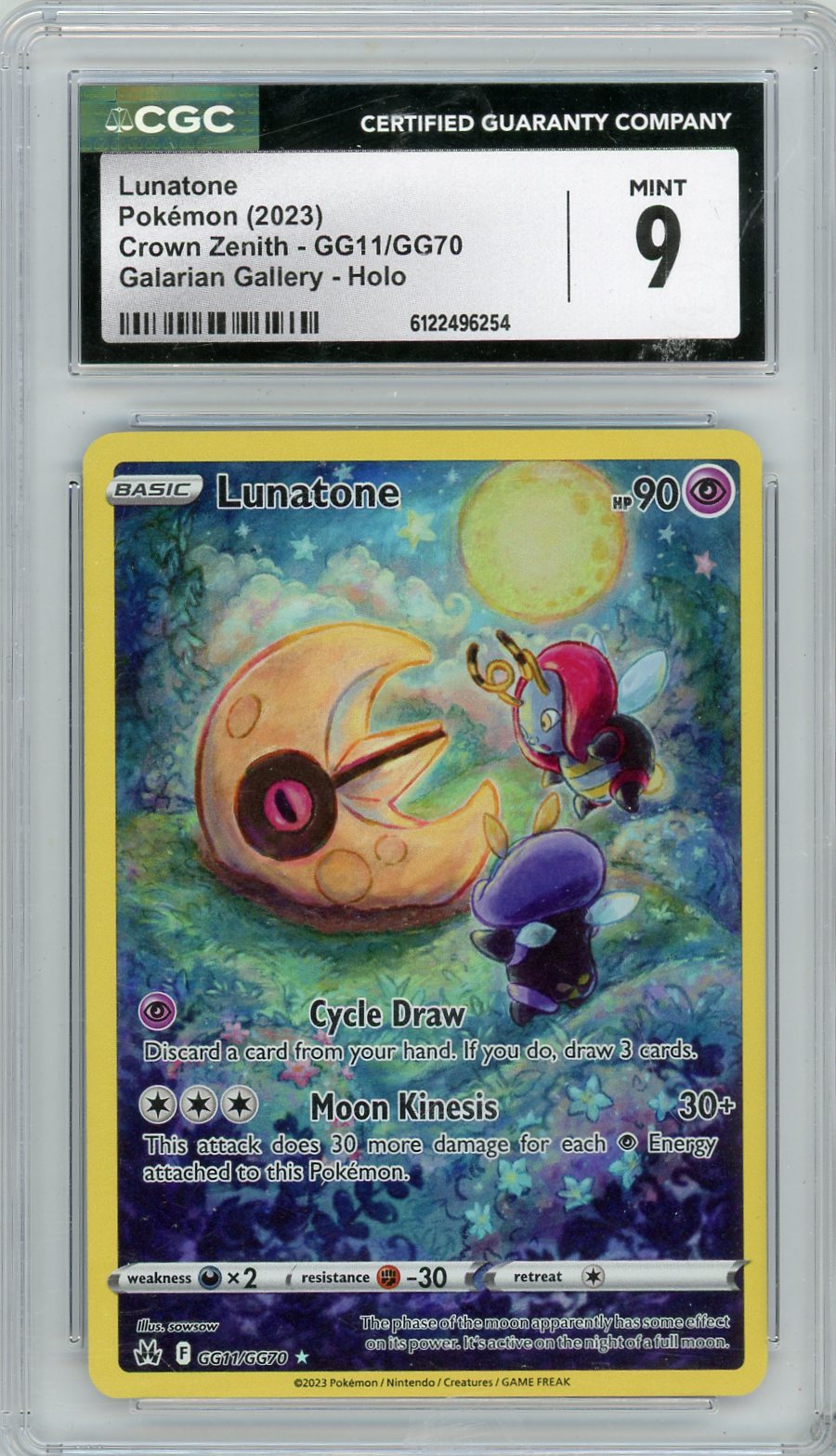 Lunatone 2023 Pokemon Crown Zenith Galarian Gallery #GG11/GG70 CGC 9