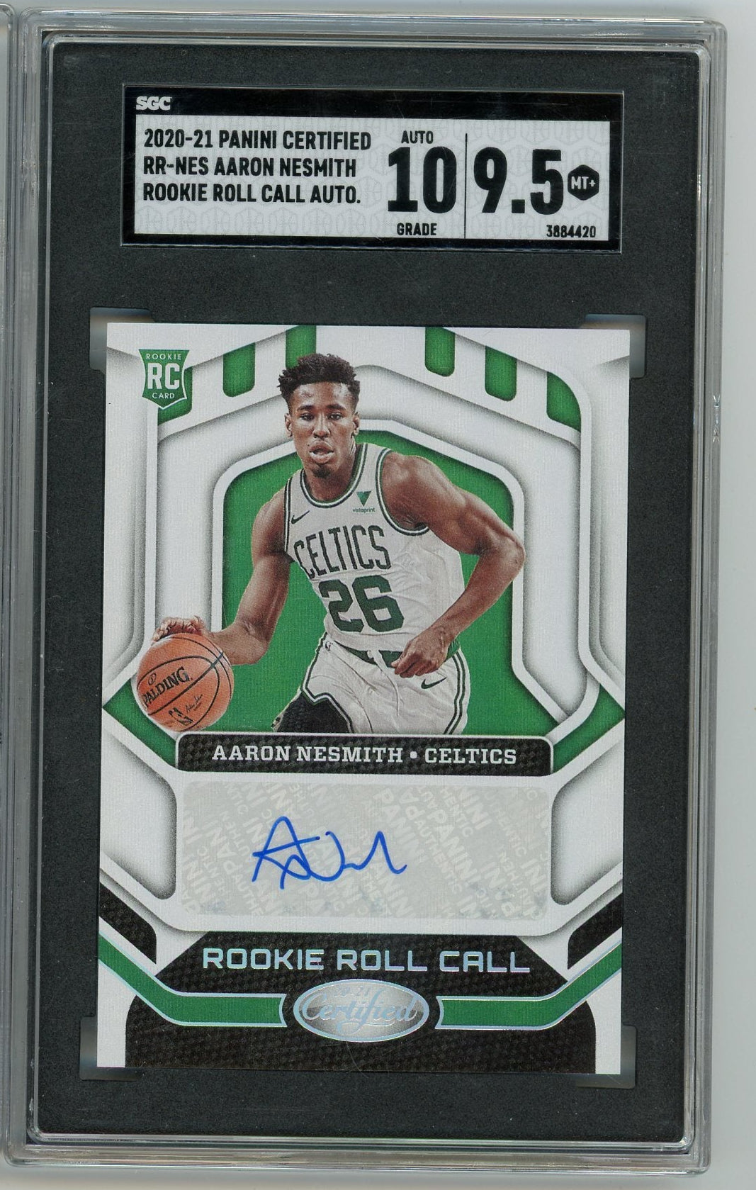 Aaron Nesmith 2020-21 Panini Certified Rookie Roll Call Auto RC SGC 9.5 AUTO 10