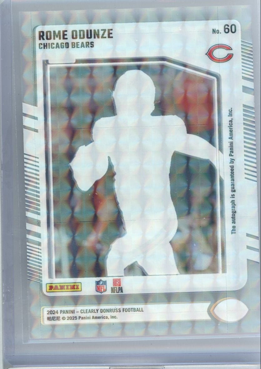Rome Odunze 2024 Panini Donruss Clearly autograph rookie card #'d 02/20