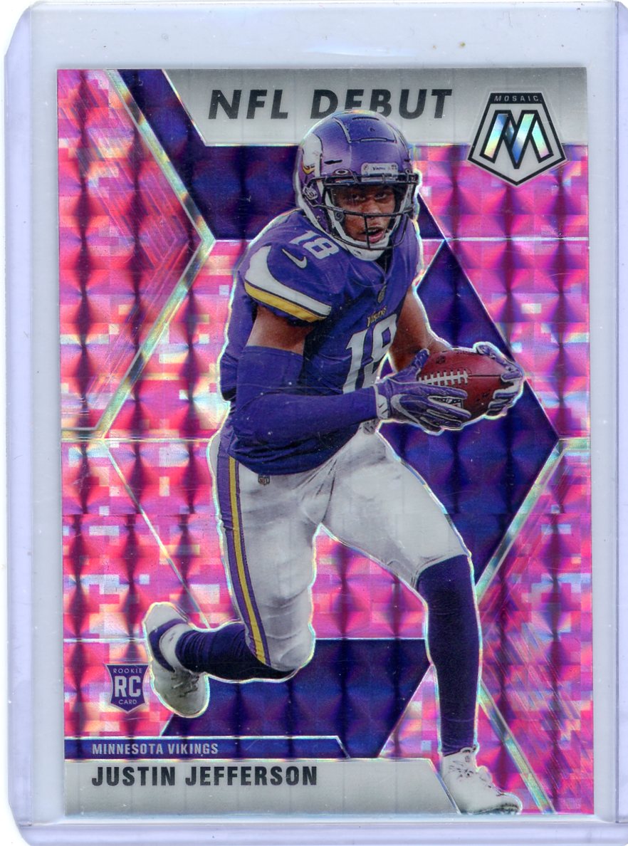 Justin Jefferson 2020 Panini Mosaic NFL Debut pink camo prizm rookie card