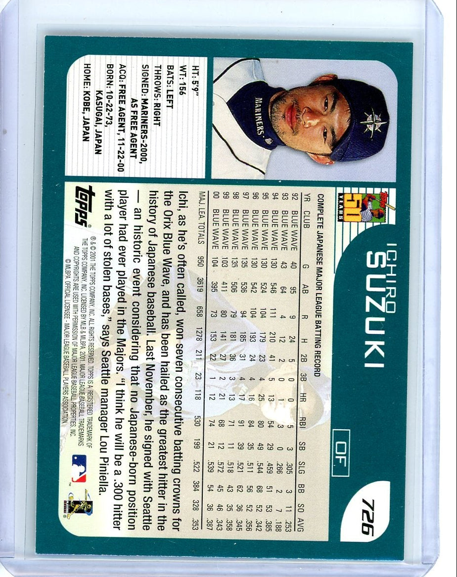 Ichiro Suzuki 2001 Topps Traded Rookie Card #726