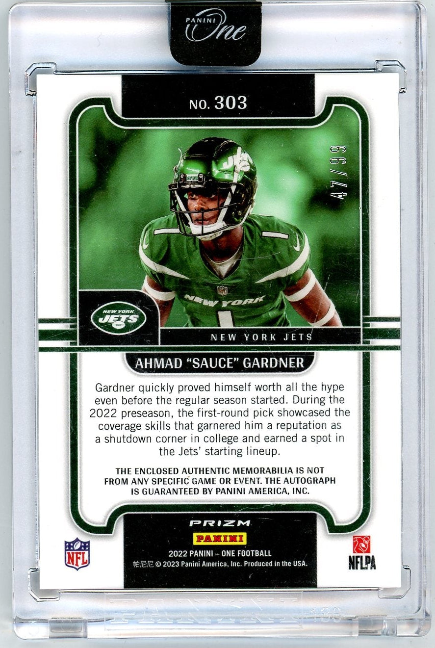 Ahmad 'Sauce' Gardner 2022 Panini One Precision RPA #'d 47/99