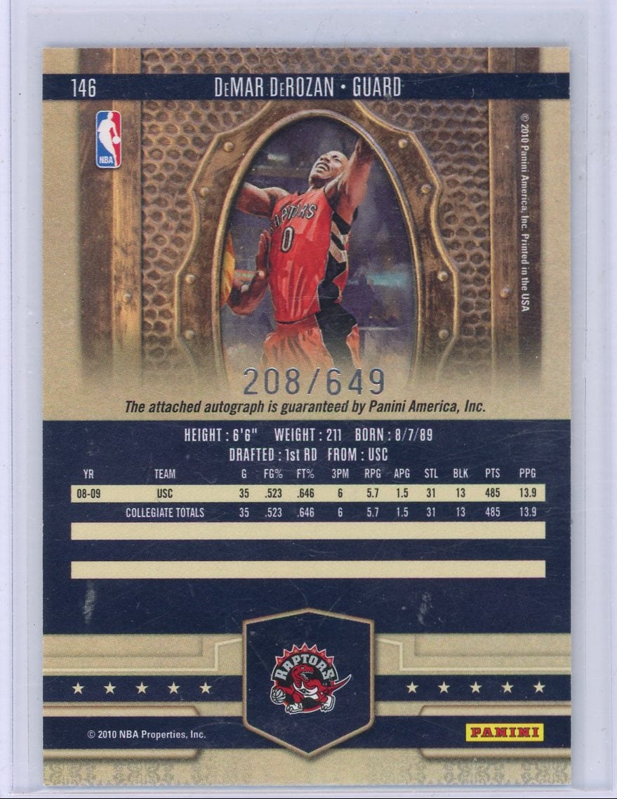 DeMar DeRozan 2010 Panini Court Kings autograph RC #'d 208/649