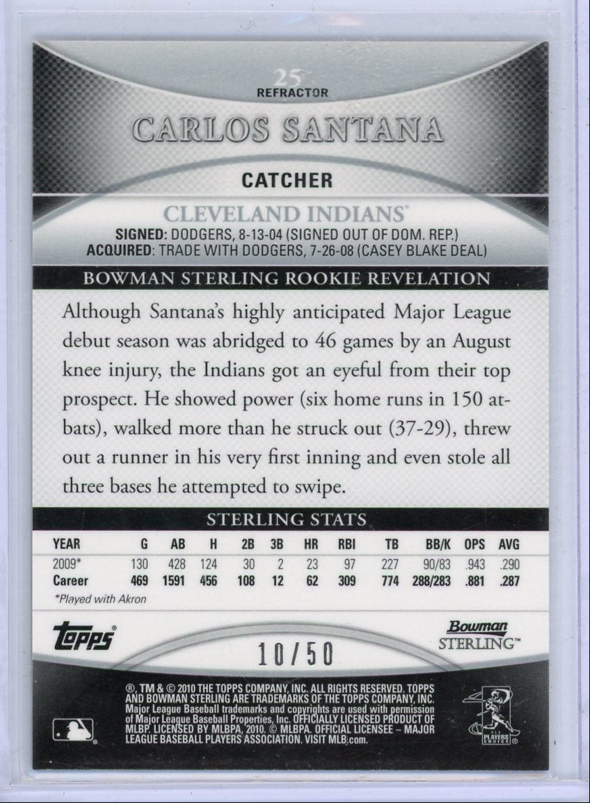 Carlos Santana 2010 Bowman Sterling RC autograph gold ref. #'d 10/50