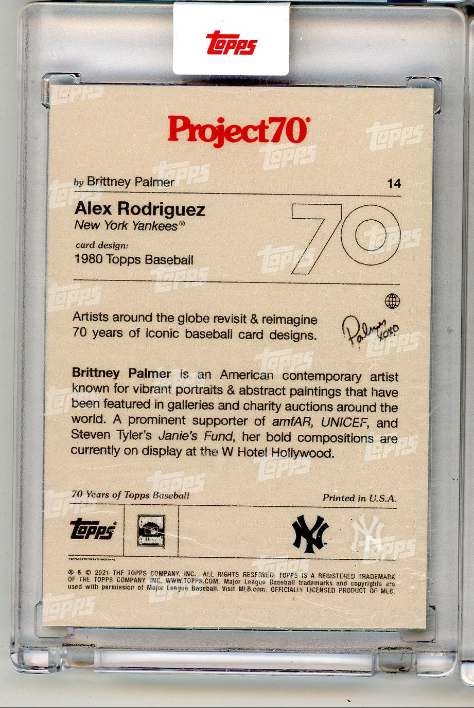 Alex Rodriguez Project70 by Brittney Palmer #14 /3620