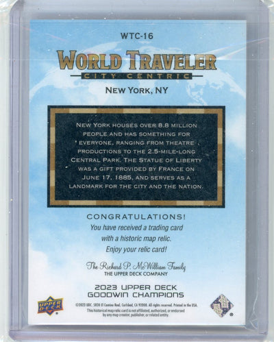 New York World Traveler 2023 Upper Deck Goodwin Champions City Centric Map Relics #WTC16