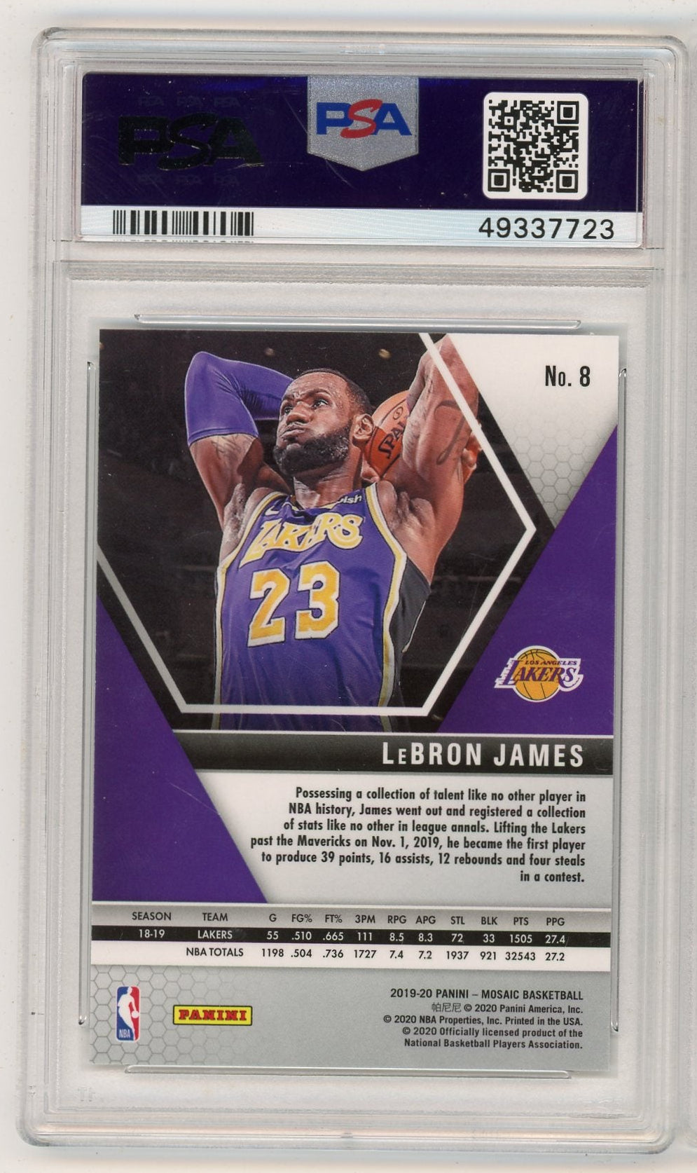 LeBron James 2019 Panini Mosaic #8 PSA 10