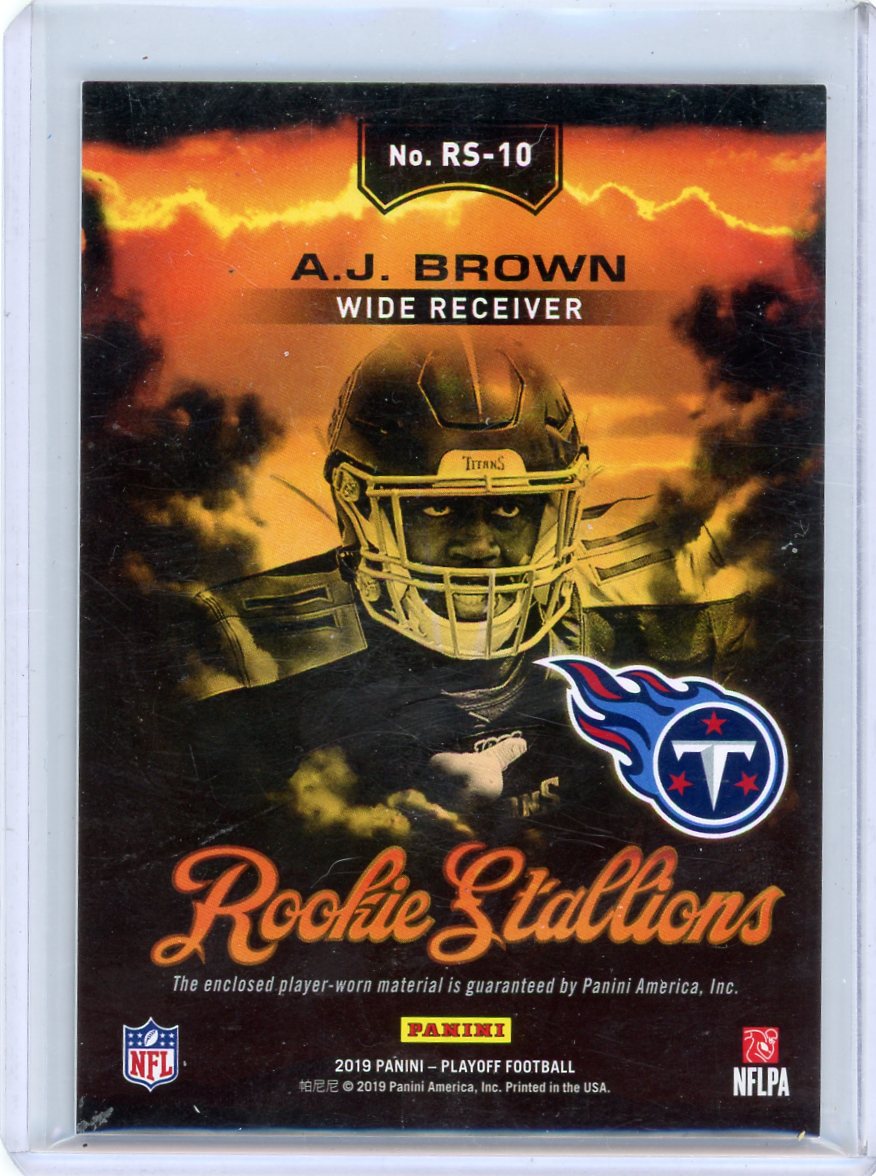 AJ Brown 2019 Panini Playoff Rookie Stallions jersey relic rc