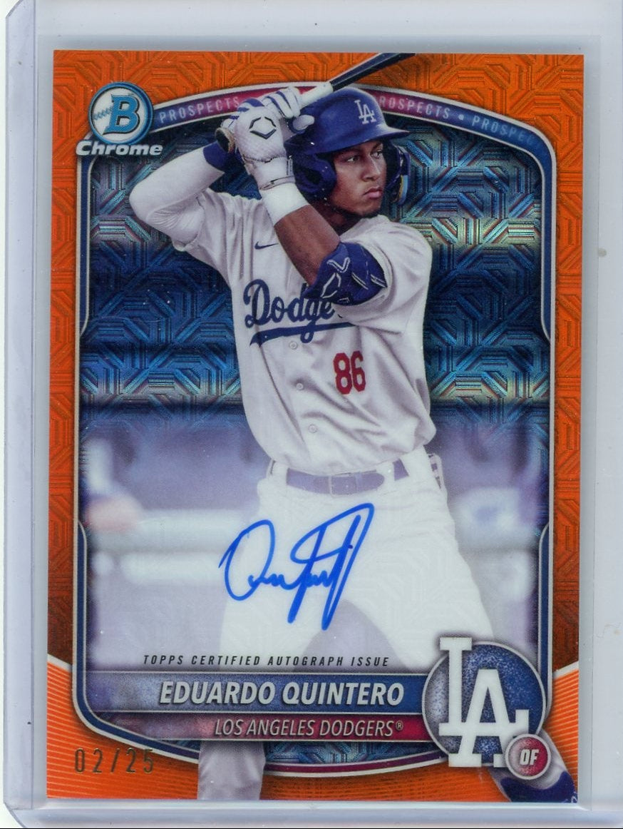 Eduardo Quintero 2025 Bowman Chrome Autograph Orange Mojo #'d 02/25