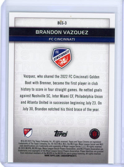 Brandon Vazquez 2023 Topps Chrome MLS City Strikers green refractor #'d 51/75