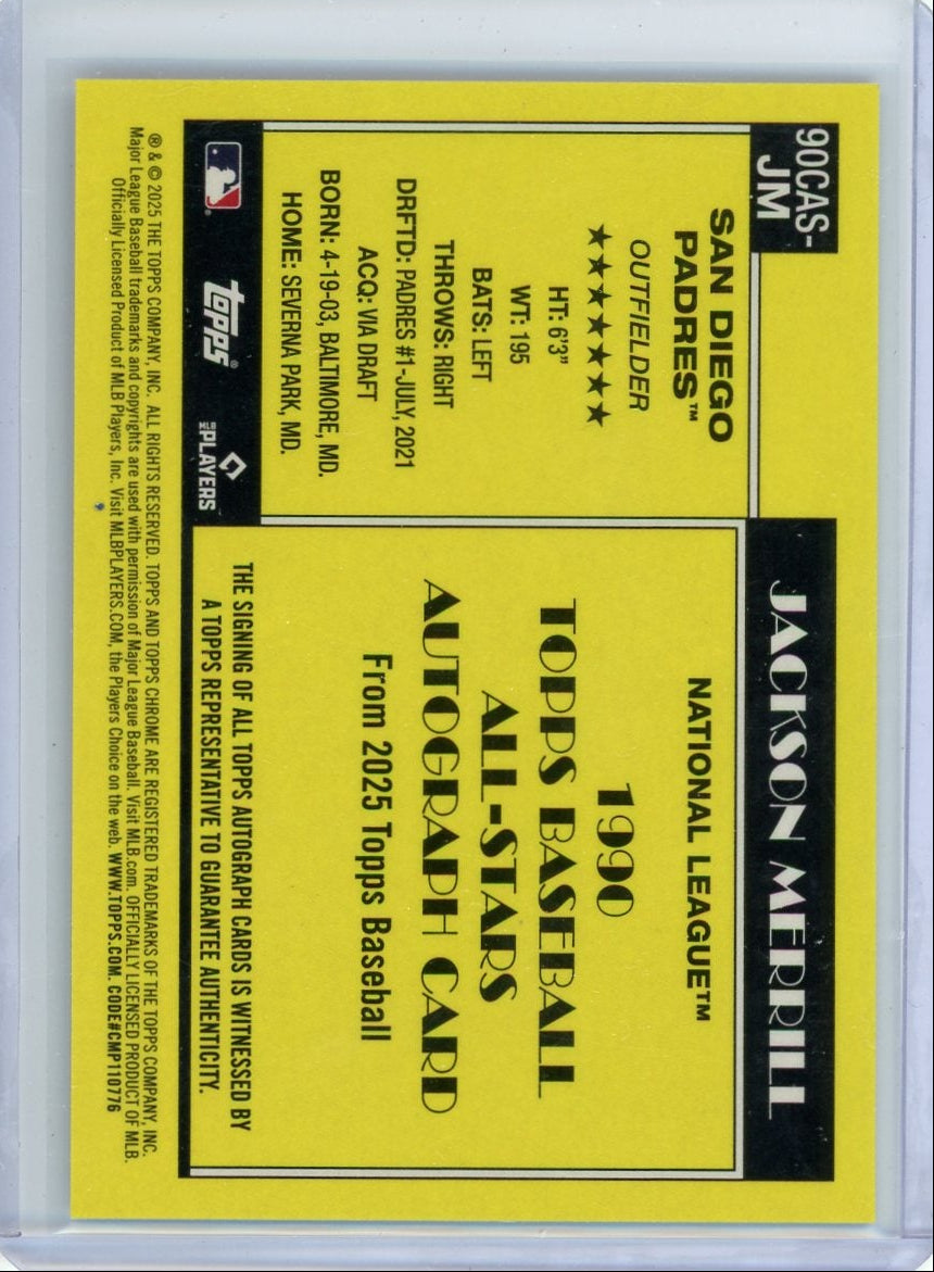 Jackson Merrill 2025 Topps Chrome 35th Anniversary Silver Pack Autograph