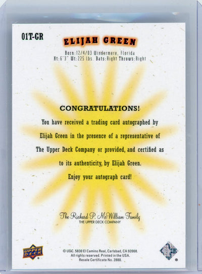 Elijah Green 2023 Upper Deck Goodwin Champions Future Watch autograph rookie card #'d 248/299