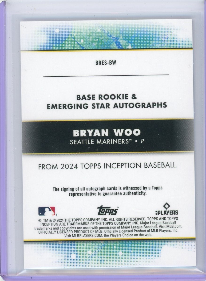 Bryan Woo 2024 Topps Inception Rookie Autograph #'d 023/299