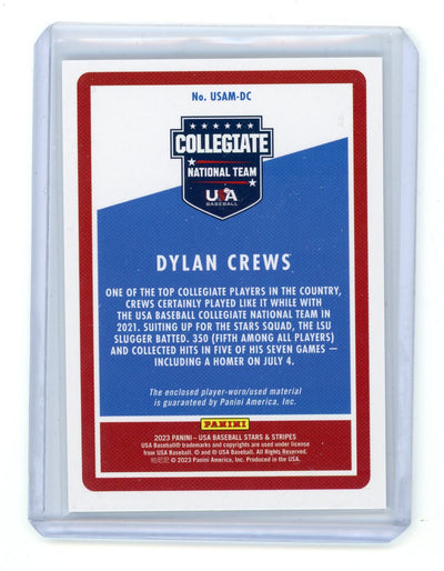 Dylan Crews 2023 Panini Team USA Stars & Stripes jersey relic #'d 193/250