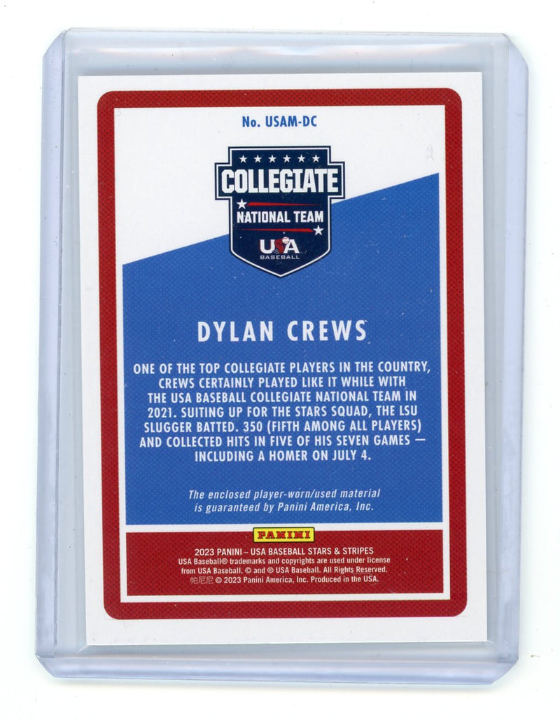 Dylan Crews 2023 Panini Team USA Stars & Stripes jersey relic 