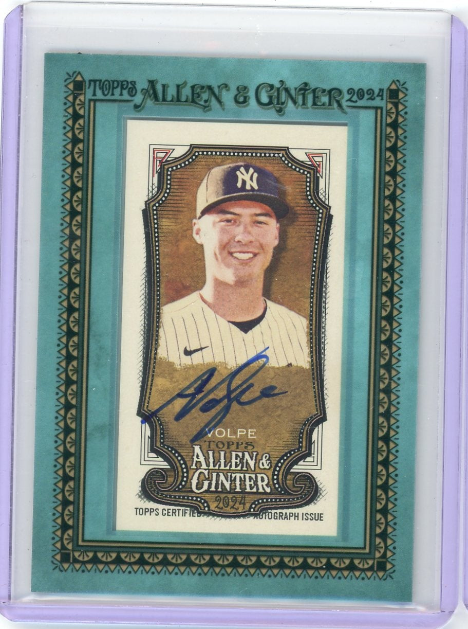 Anthony Volpe 2024 Topps Allen & Ginter Mini Baseball Auto Blue Frame #'d 25/50