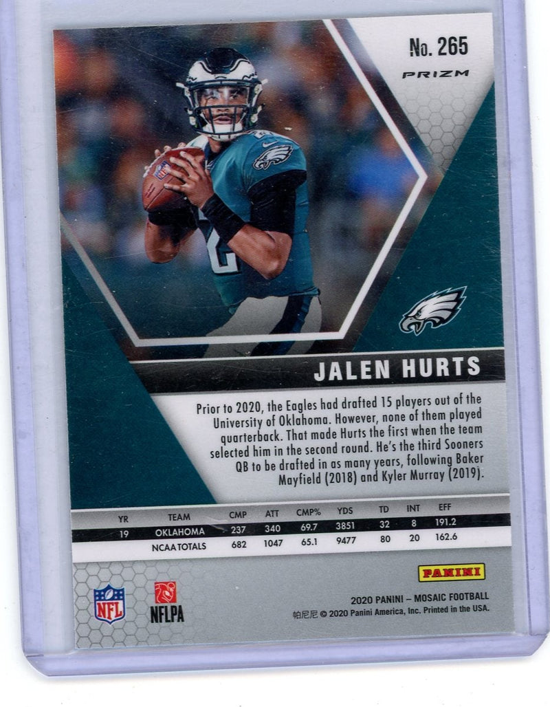 Jalen Hurts 2020 Panini Mosaic NFL Debut mosaic prizm rookie card