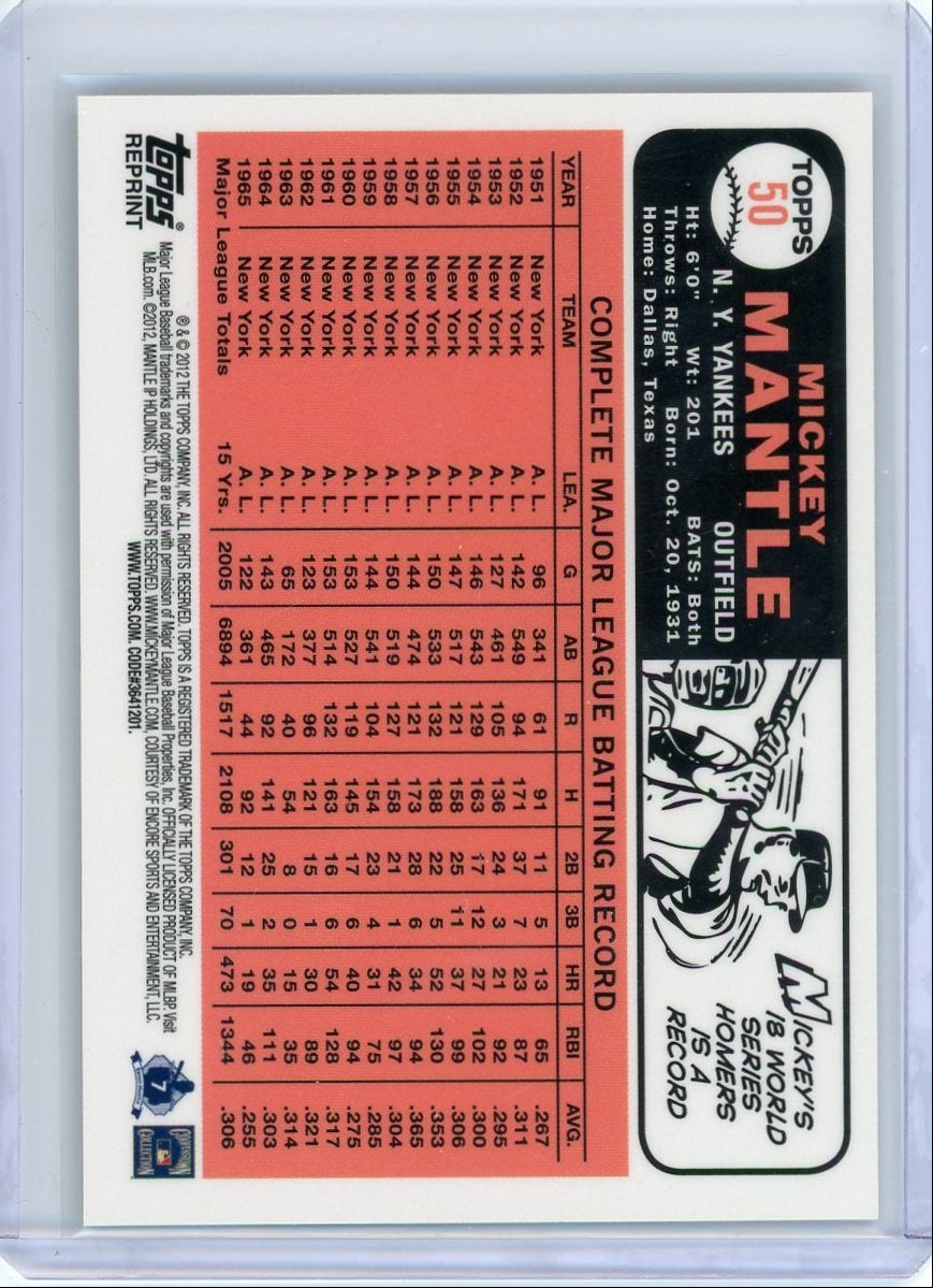 Mickey Mantle 2012 Topps 1966 Reprint Gold Refractor