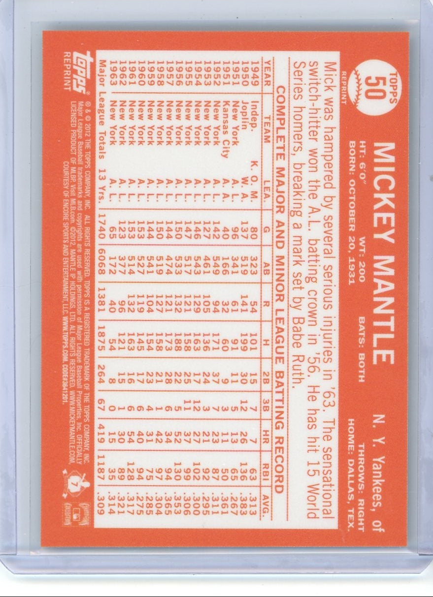 Mickey Mantle 2012 Topps 1964 Reprint Gold Refractor