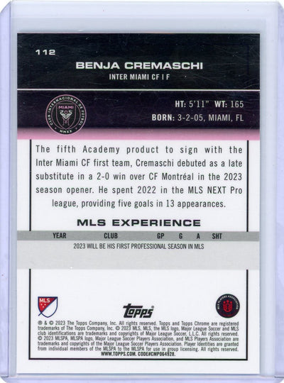 Benja Cremaschi 2023 Topps Chrome rookie card #112