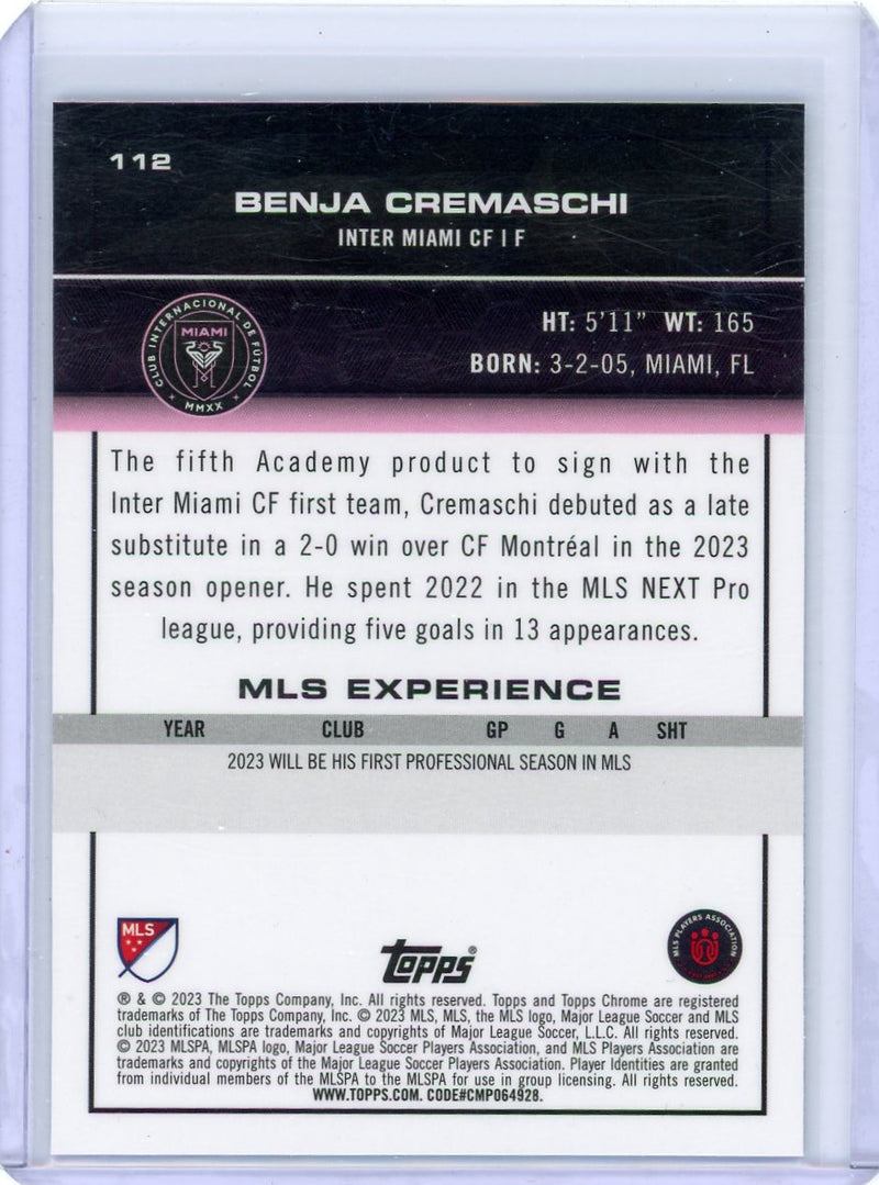 Benja Cremaschi 2023 Topps Chrome rookie card 