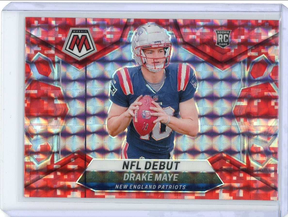 Drake Maye 2024 Panini Mosaic NFL Debut Red Camo Rookie