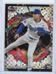 Yoshinobu Yamamoto 2024 Topps FInest Rare Rookie Checkerboard Refractor