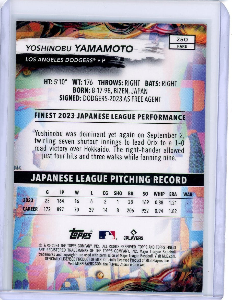 Yoshinobu Yamamoto 2024 Topps FInest Rare Rookie Checkerboard Refractor