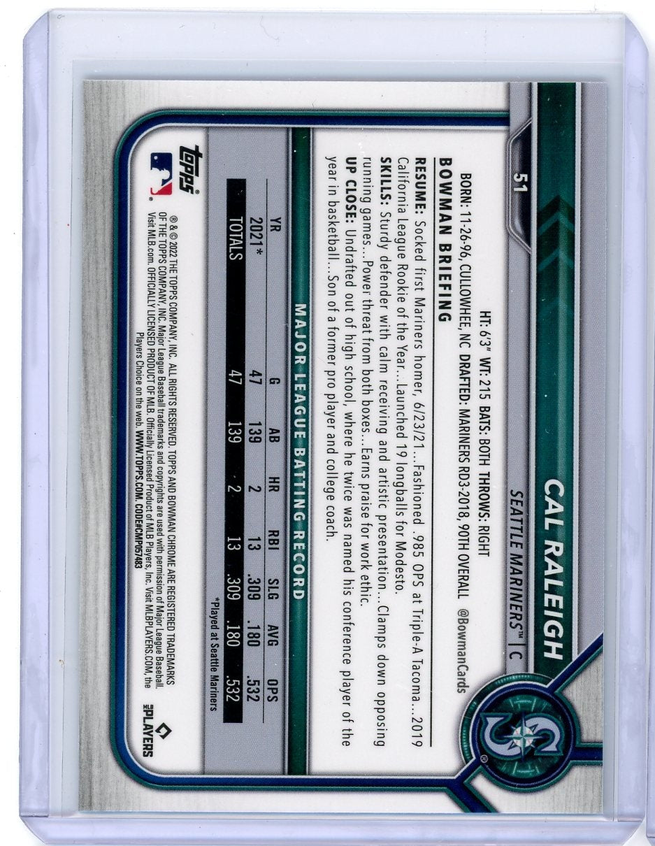 Cal Raleigh 2022 Bowman Chrome Sapphire Rookie