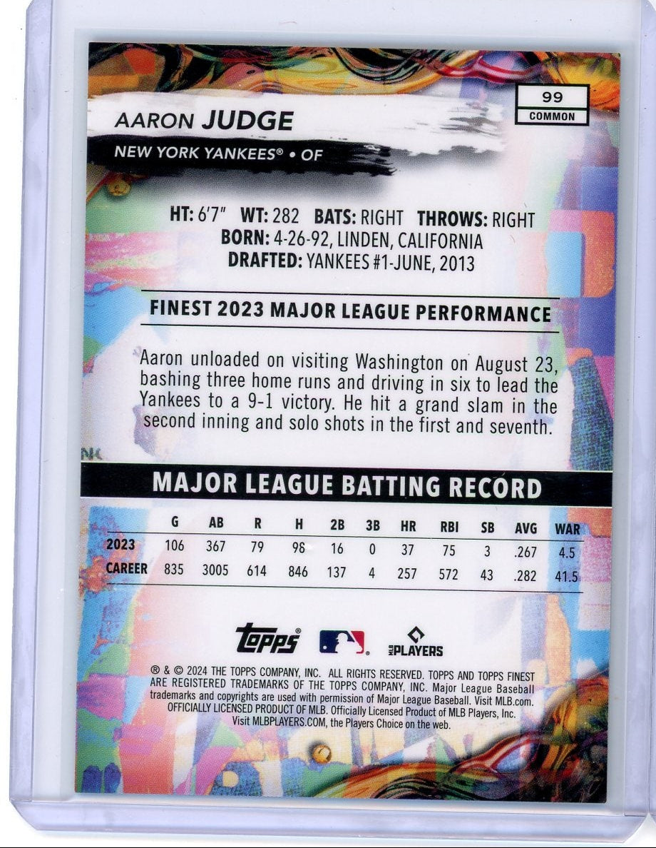Aaron Judge 2024 Topps FInest Green Refractor #'d 50/75