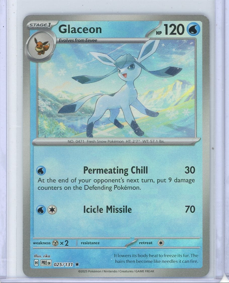 Glaceon Pokémon Prismatic Evolutions Master Ball Holo #025/131