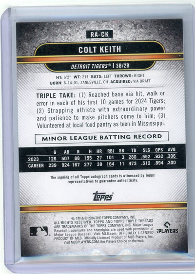 Colt Keith 2024 Topps Triple Threads Green Auto #'d 5/50