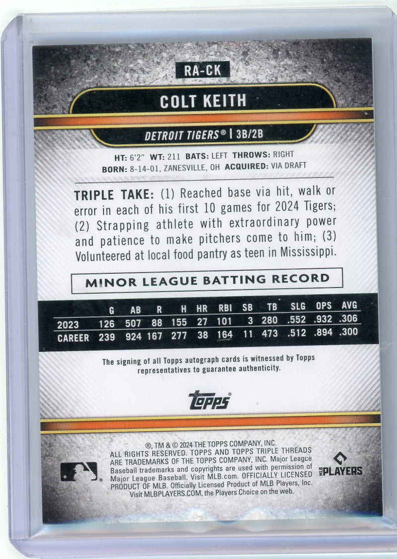 Colt Keith 2024 Topps Triple Threads Green Auto 