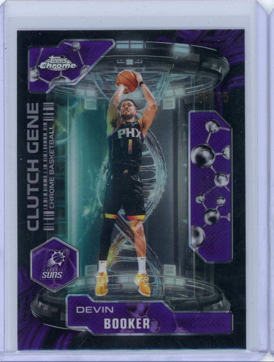Devin Booker 2025-26 Topps Chrome Clutch Gene purple refractor #'d 08/75