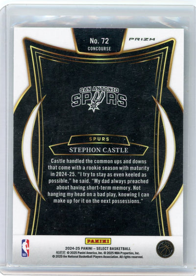 Stephon Castle 2024-25 Panini Select Concourse Green & Purple Prizm RC