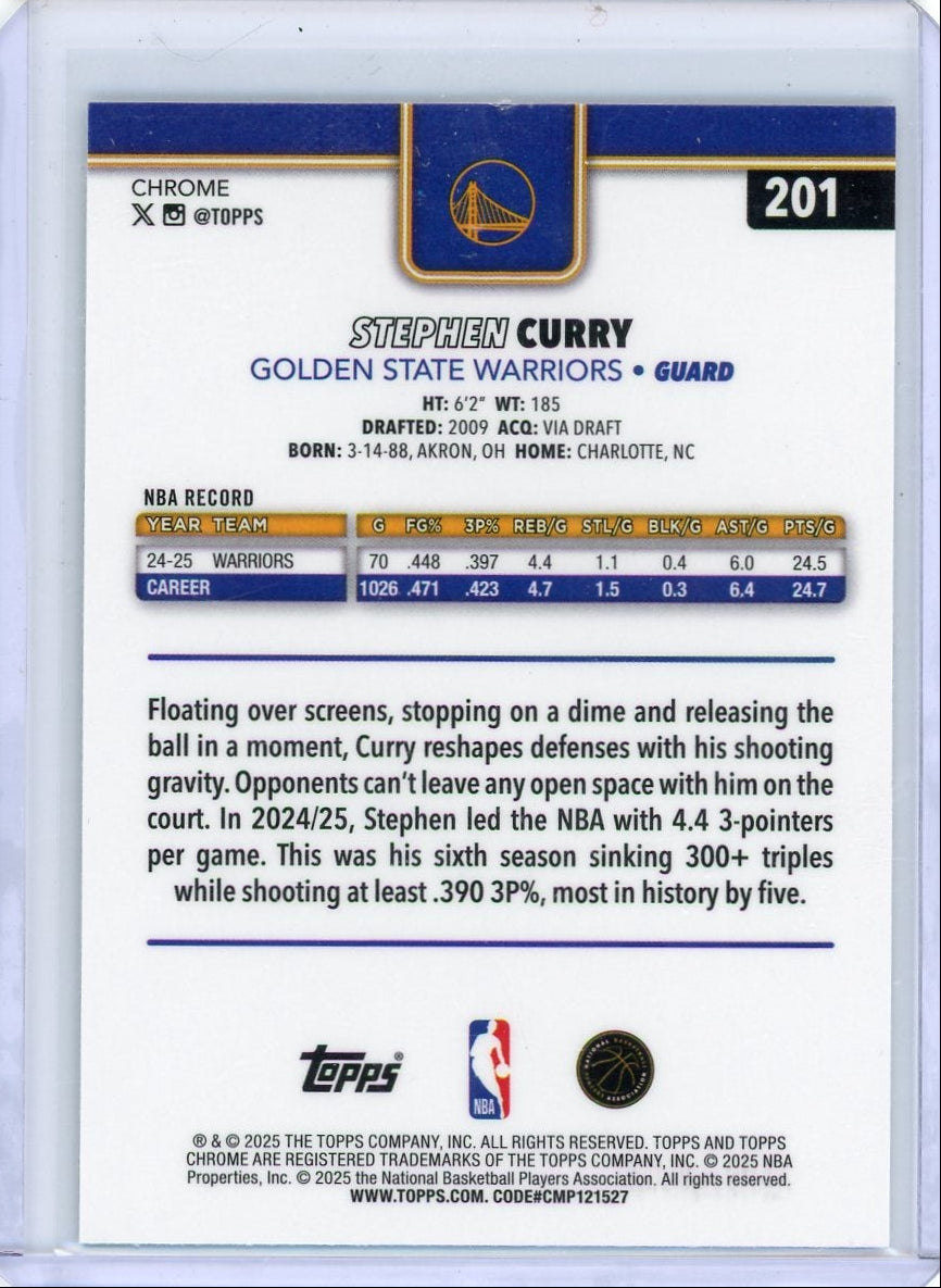 Stephen Curry 2025-26 Topps Chrome X-Fractor