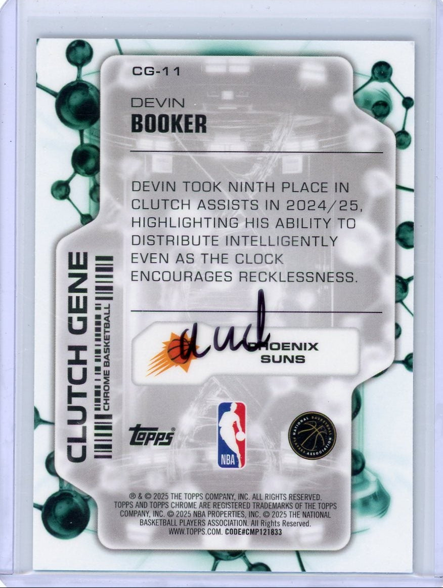 Devin Booker 2025-26 Topps Chrome Clutch Gene purple refractor #'d 08/75