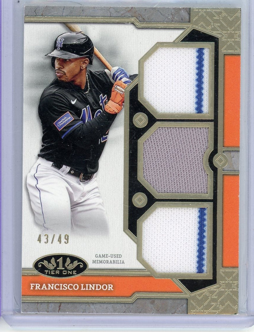 Francisco Lindor 2024 Topps Tier One triple relic /49