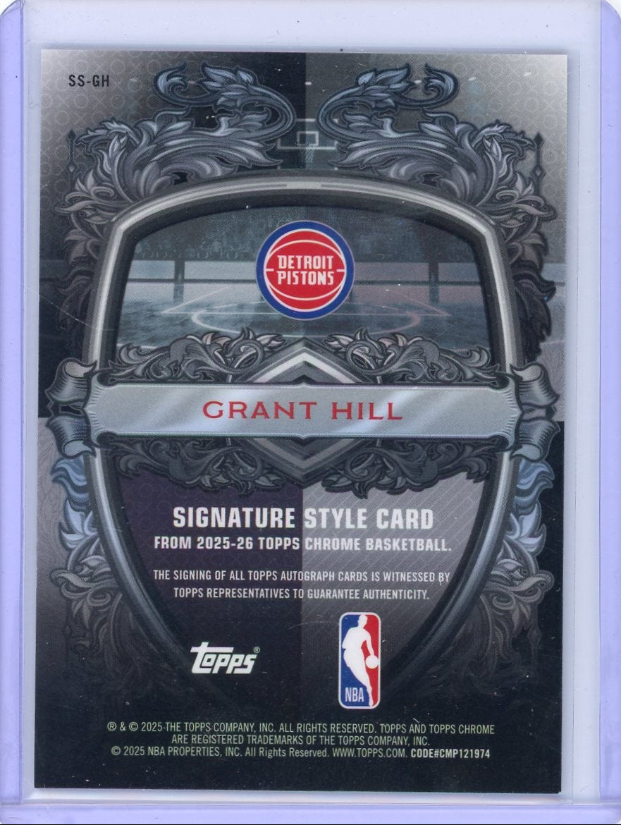 Grant Hill 2025-26 Topps Chrome Signature Style autograph