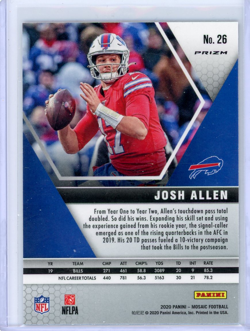 Josh Allen 2020 Panini Mosaic Orange Reactive Prizm
