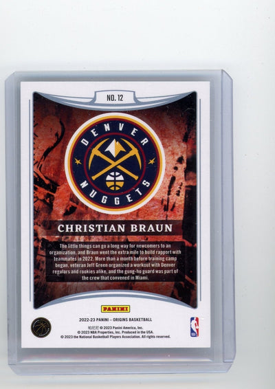 Christian Braun 2022-23 Panini Origins Originals rookie card