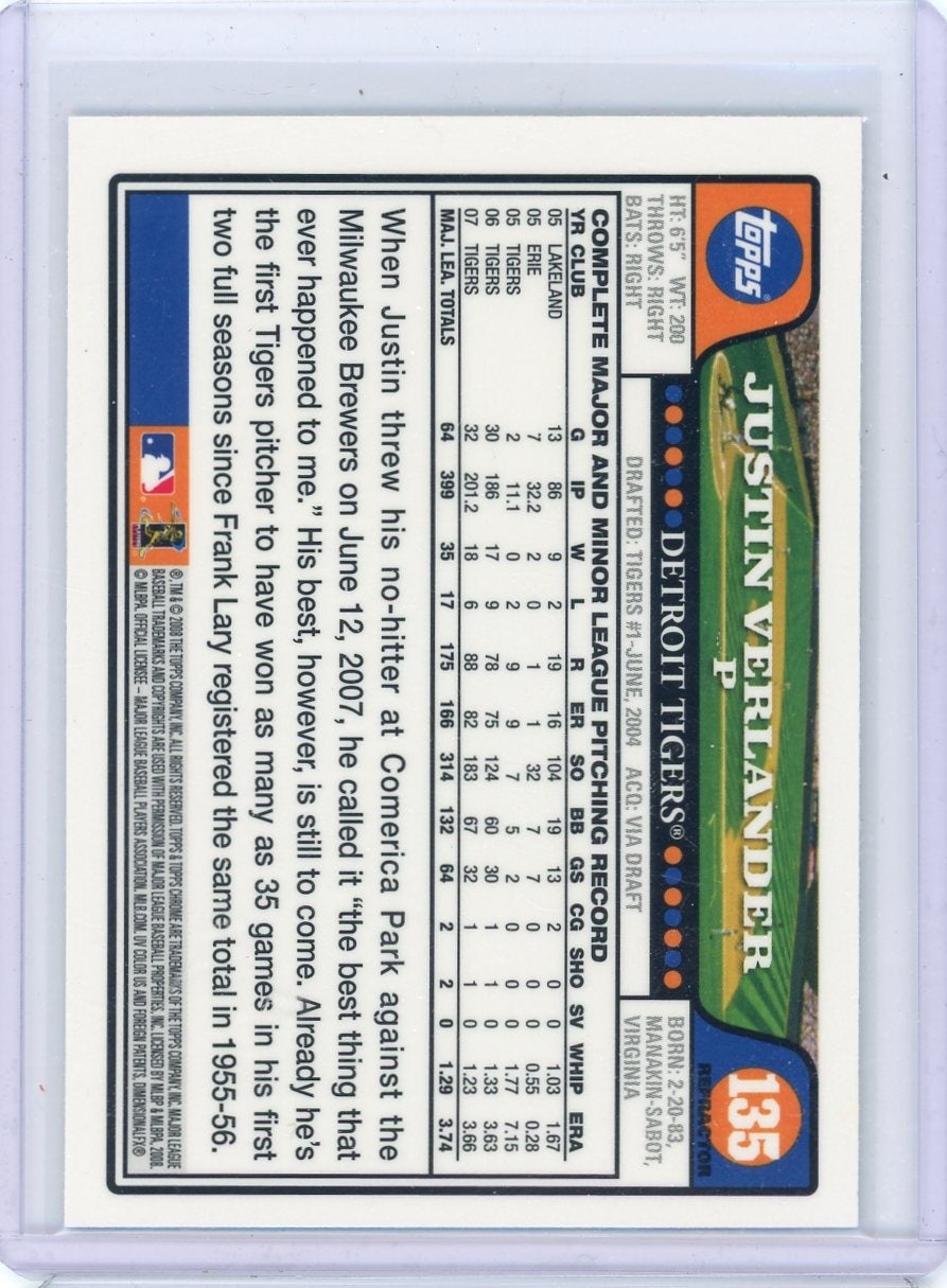 Justin Verlander 2008 Topps Chrome refractor