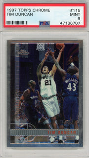 Tim Duncan 1997-98 Topps Chrome RC #115 PSA 9