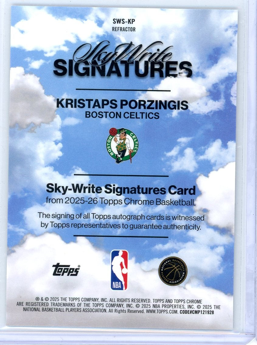 Kristaps Porzingis 2025-26 Topps Chrome Sky Write Signatures autograph
