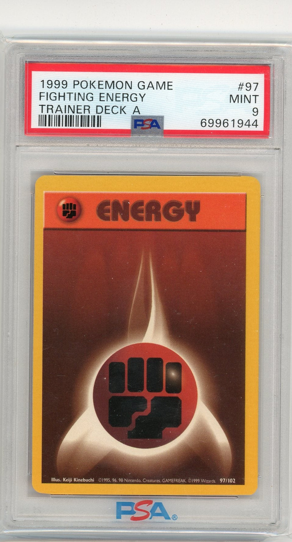 Fighting Energy 1999 Pokemon Base Set Trainer Deck A #97/102 PSA 9