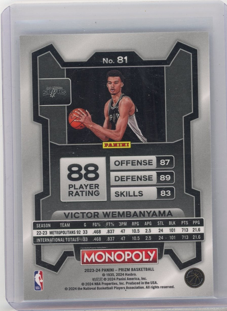 Victor Wembanyama 2023-24 Panini Prizm Monopoly rookie card