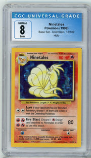 Ninetales 1999 Pokemon Base Set holo #12/102 CGC 8 (Error - Square Cut) (TCA Gaming Collection)