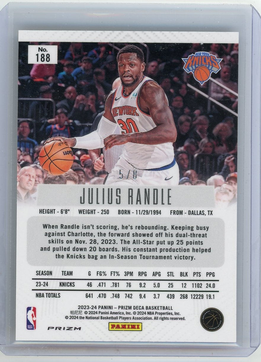 Julius Randle 2023-24 Panini Prizm Deca Black Gold Shimmer Prizm FOTL #'d 5/8