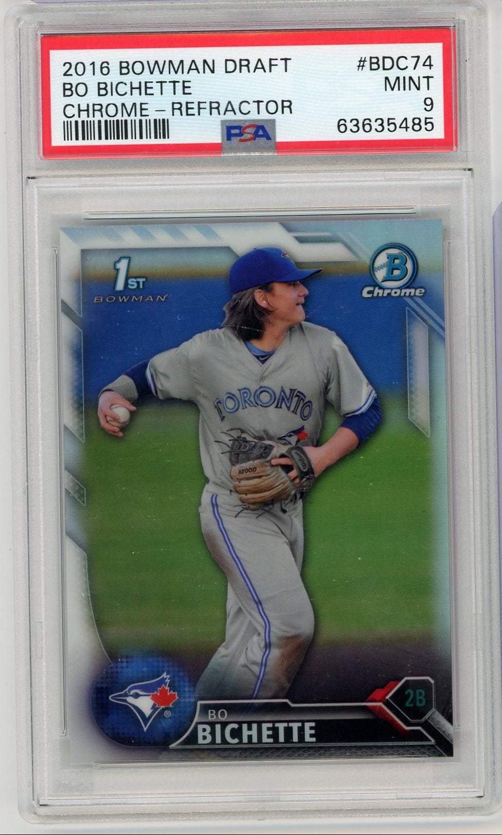 Bo Bichette 2016 1st Bowman Draft Chrome refractor PSA 9